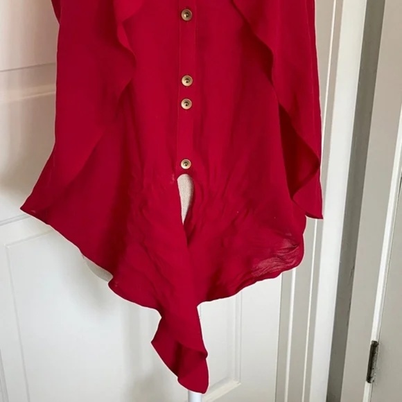 XOXO | Vintage Y2K Red Sleeveless Sheer Blouse with Gold Sequin Collar, Size M - Picture 5 of 13